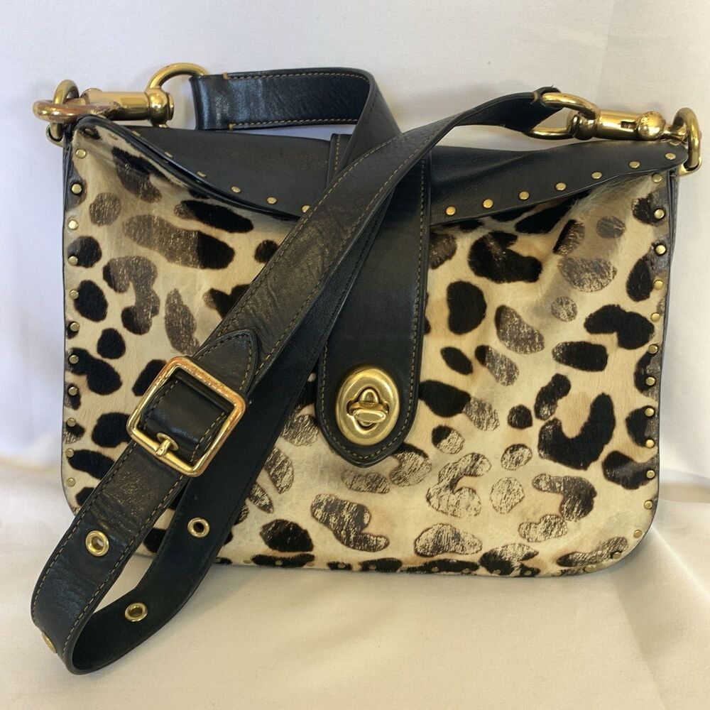 COACH Page 27 Leopard Calf Hair #32870 Rivet Border Bag 1941 - FAIR COND.
